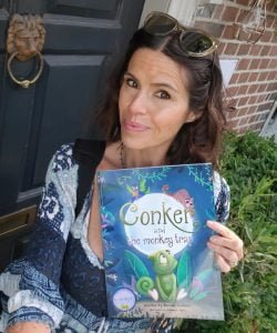 Hannah peckham with her new book