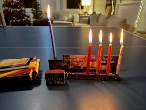 Menorah and Christmas tree