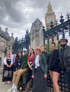The Youth Council and Inspire Team outside the Houses of Parliament with Big Ben behind them