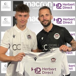 Luke Harrison football player with coach Dean