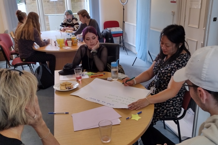 Youth Council meeting, discussing topics in groups