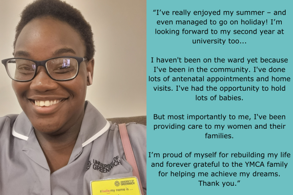 Quote from young person about how YMCA DownsLink Group helped change their life. Mapalo shared her story last year during our Christmas Appeal. 