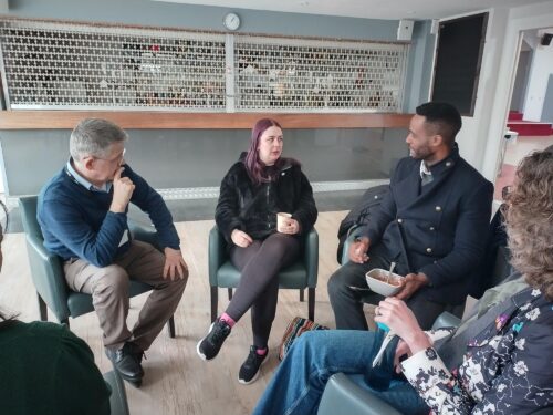 Georgia talking to the YMCA DownsLink Group Board of Trustees with the Youth Council 