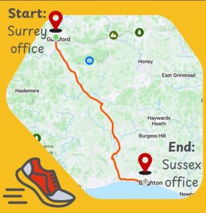 map of the Guildford to Hove run