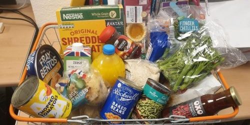 shopping trolley full of groceries